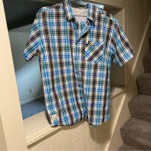 Matix Blue Black Plaid Short Sleeve Button Up Shirt Men’s Size XL